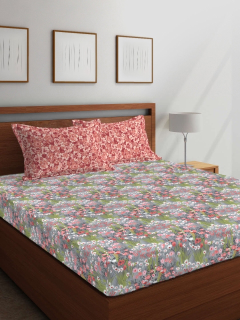 Boutique Living India Grey & Red Floral 144 TC Cotton 1 Queen Bedsheet with 2 Pillow Covers
Boutique Living India Grey & Red Floral 144 TC Cotton 1 Queen Bedsheet with 2 Pillow Covers