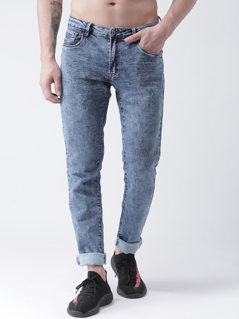 Rex Straut Jeans Men Blue Tapered Fit Mid-Rise Clean Look Stretchable Jeans