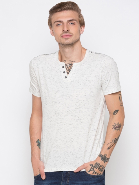 Globus Men Off-White Printed Henley Neck T-shirt