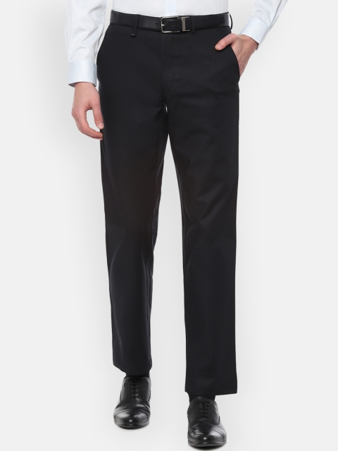 Van Heusen Men Black Regular Fit Solid Formal Trousers
