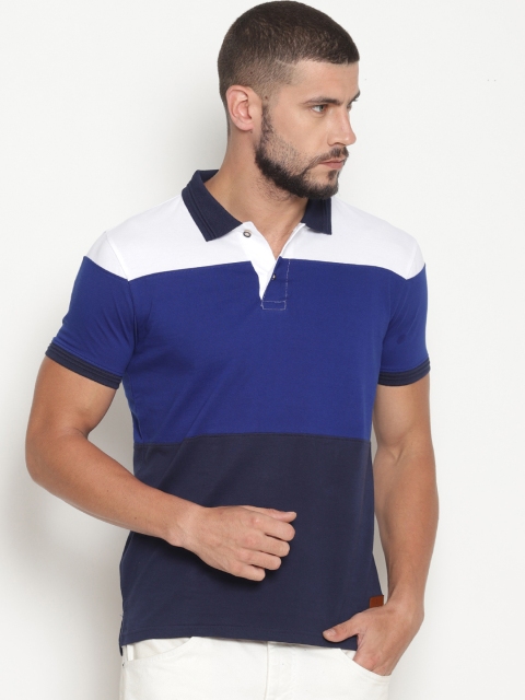 Steenbok Men Blue Colourblocked Polo Collar T-shirt