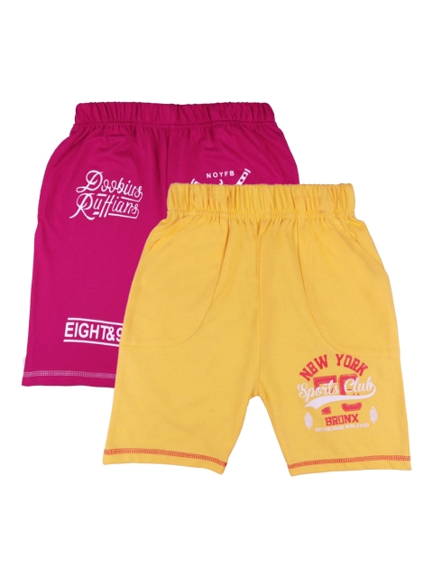 SWEET ANGEL Girls Pack of 2 Pink Printed Regular Fit Regular Shorts