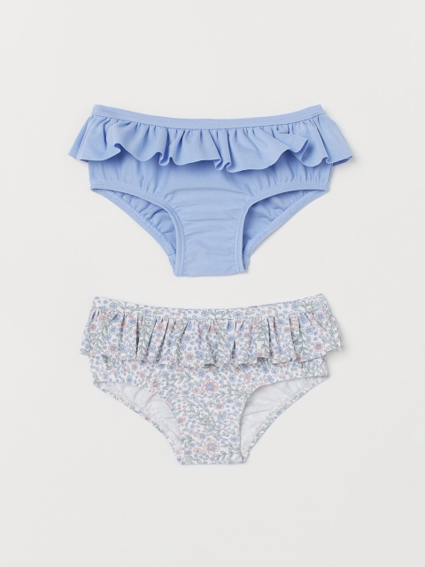 H&M Girls Blue & Grey 2-Pack Frill-Trim Swim Pants