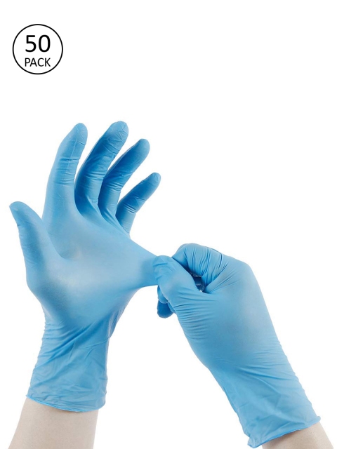 LONDON FASHION hob Unisex Pack Of 50 Blue Solid Surgical Disposable Hand Gloves