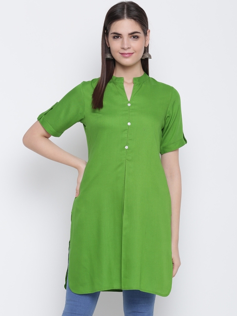 Shakumbhari Women Green Solid Straight Kurta