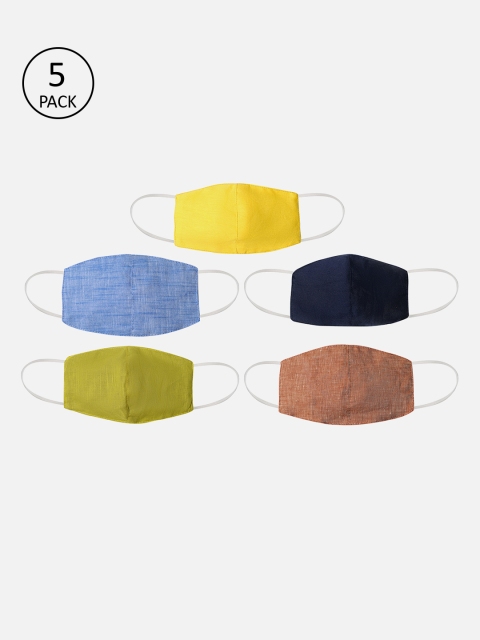 TINY HUG Unisex Pack Of 5 2 Ply Outdoor Face Masks, Blue