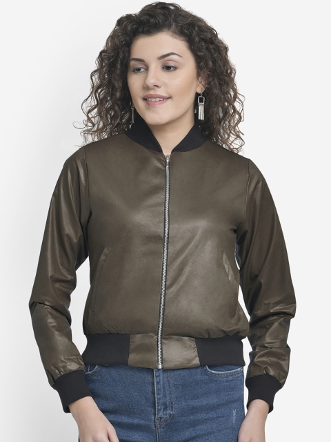 Martini Women Brown Colourblocked Lightweight Wax Coated Bomber
