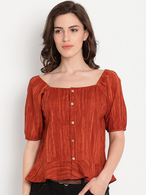 TAG 7 Women Rust Orange Striped A-Line Top
TAG 7 Women Rust Orange Striped A-Line Top
