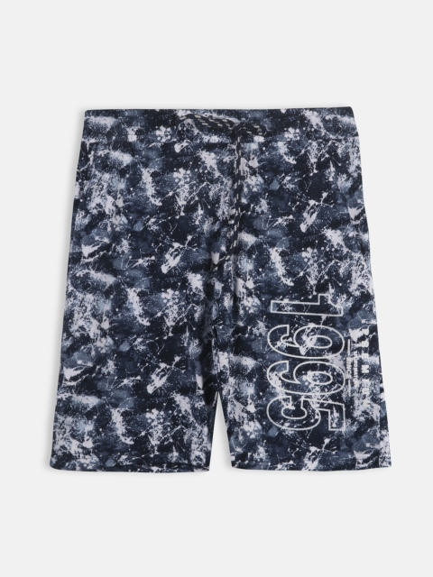 Lil Tomatoes Boys Navy Blue & White Printed Regular Fit Regular Shorts