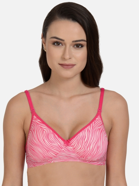mod & shy Pink & White Printed Non-Wired Lightly Padded T-shirt Bra MS144R