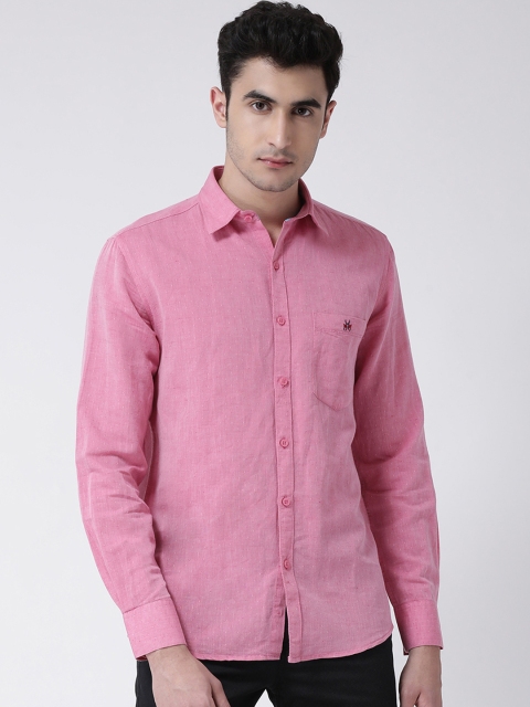 Crimsoune Club Men Pink Smart Slim Fit Self Design Casual Shirt