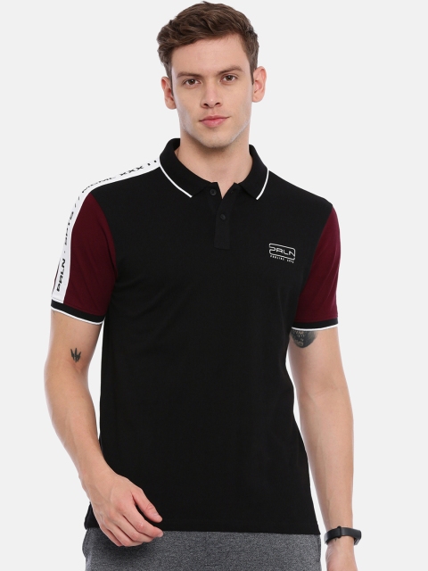 Proline Men Black Solid Polo Collar T-shirt
