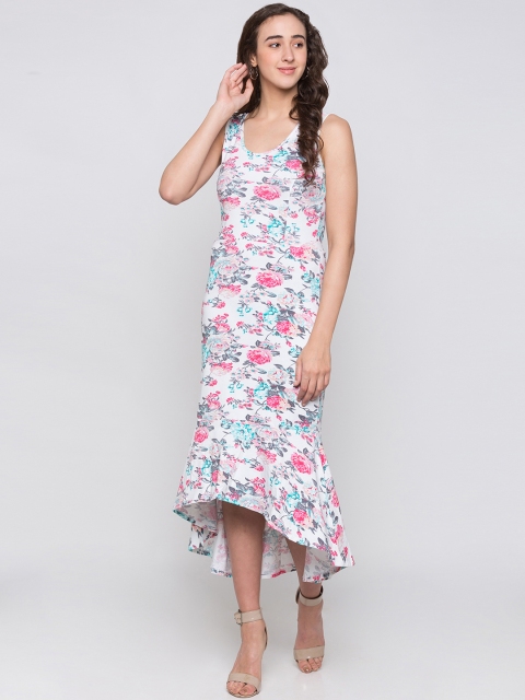 Globus Women White & Pink Floral Printed Sheath Dress