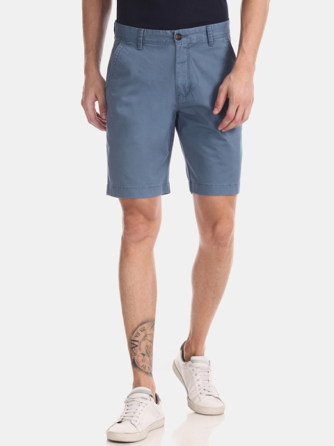 Aeropostale Men Blue Solid Regular Fit Regular Shorts