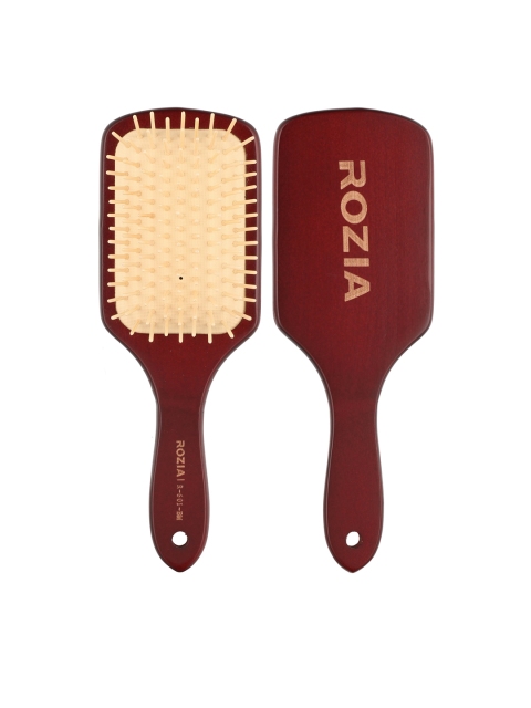 Rozia Maroon Large Square Paddle Detangler Hair Brush with Soft Bristles