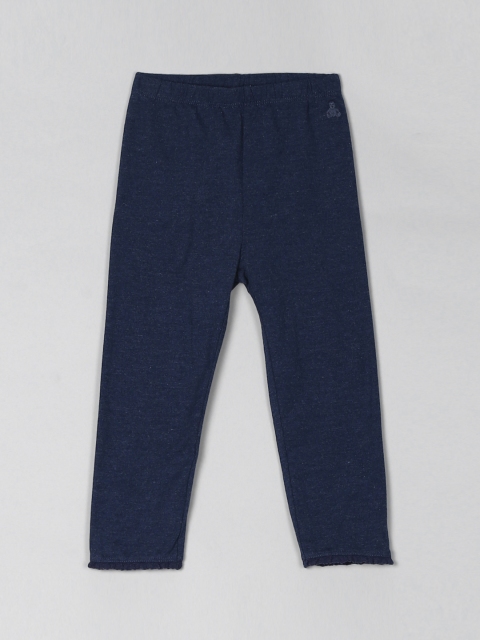 GAP Girls Navy Blue Solid Lace-Trim Leggings