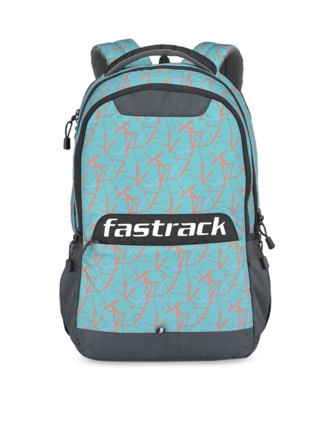 Fastrack Men Green & Grey Brand Logo Backpack