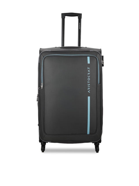 Aristocrat Unisex Charcoal Grey Solid Soft-Sided Cabin Trolley Suitcase
