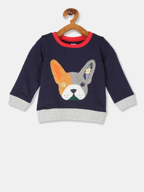 GAP Baby Boy Blue Crew Neck Graphic Sweatshirt, Navy blue