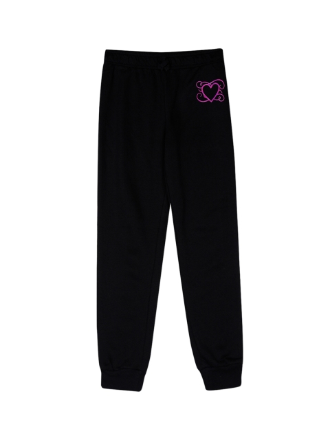 The Childrens Place Girls Black Solid Straight-Fit Knit Joggers