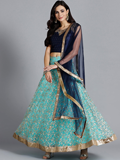 Chhabra 555 Navy Blue & Sea Green Embroidered Made to Measure Lehenga & Blouse with Dupatta
Chhabra 555 Navy Blue & Sea Green Embroidered Made to Measure Lehenga & Blouse with Dupatta