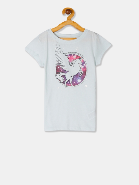 GAP Girls Blue Printed Round Neck T-shirt
