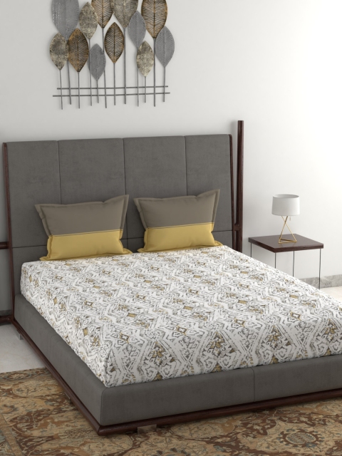 Trident Off-White & Green Abstract 144 TC Cotton 1 Queen Bedsheet with 2 Pillow Covers
Trident Off-White & Green Abstract 144 TC Cotton 1 Queen Bedsheet with 2 Pillow Covers