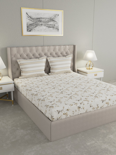 Trident Off-White & Yellow Floral 144 TC Cotton 1 Queen Bedsheet with 2 Pillow Covers
Trident Off-White & Yellow Floral 144 TC Cotton 1 Queen Bedsheet with 2 Pillow Covers