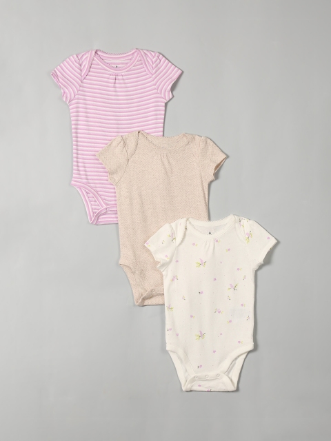 GAP Boys Assorted Pack Of 3 Picot Trim Bodysuit, Pink