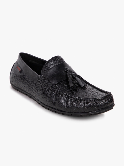 Duke Men Black Textured Loafers