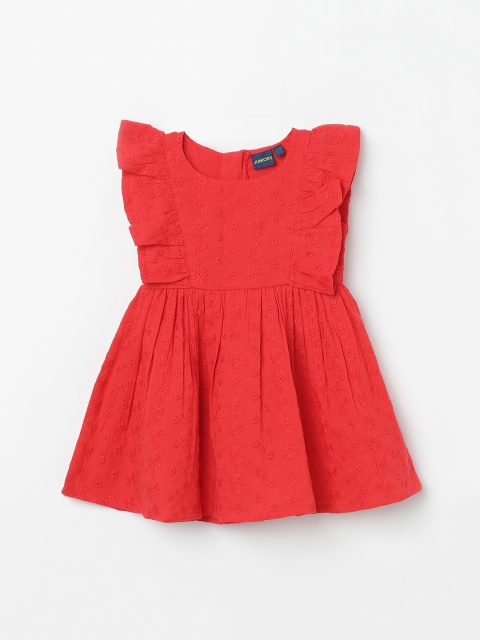 Juniors by Lifestyle Girls Red Embroidered Fit and Flare Dress