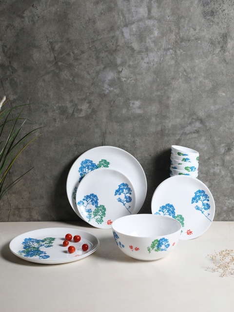 Luminarc White & Blue Printed 19 Pcs Dinner Set