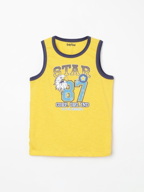 Bossini Boys Yellow Printed Round Neck T-shirt