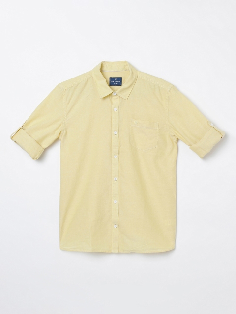 Fame Forever by Lifestyle Boys Yellow Slim Fit Solid Casual Shirt