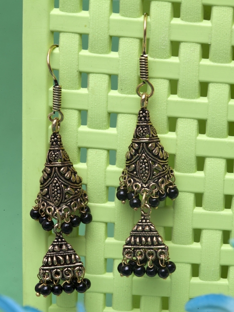 Stoln Gold Classic Oxidised Drop Earrings