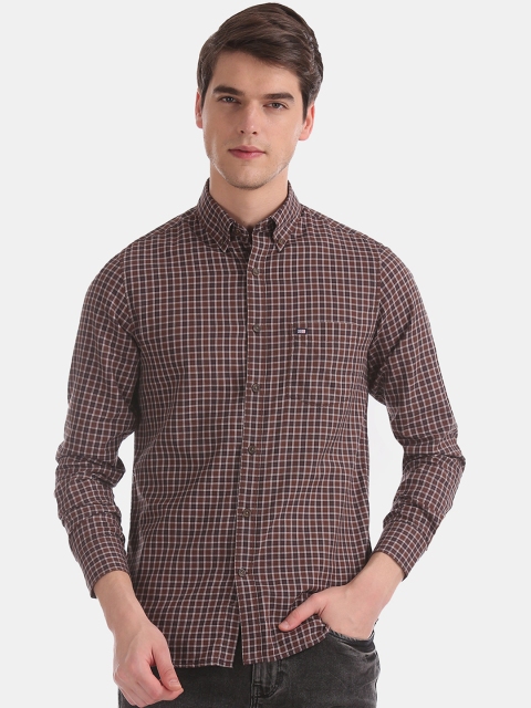 Arrow Sport Men Brown Slim Fit Checked Casual Shirt