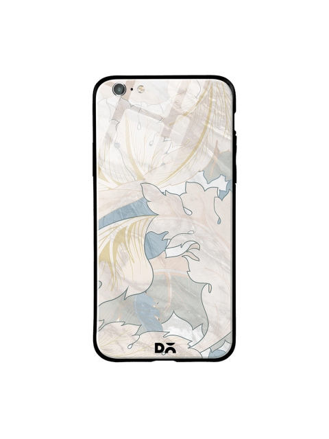 DailyObjects Grey & Blue Marble Leaves iPhone 6S Glass Case