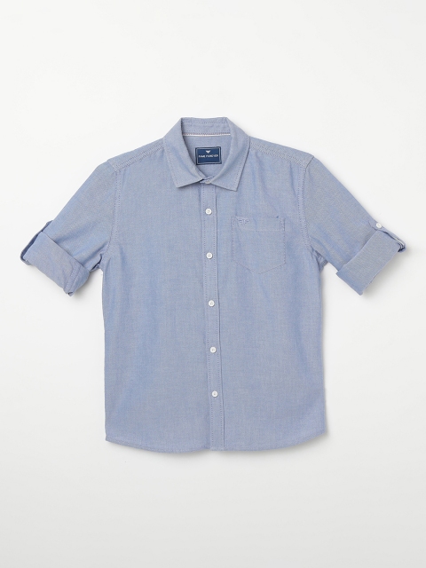 Fame Forever by Lifestyle Boys Blue Slim Fit Solid Casual Shirt
