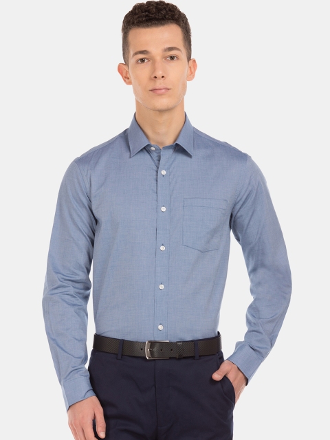 Arrow Men Blue Slim Fit Self Design Formal Shirt