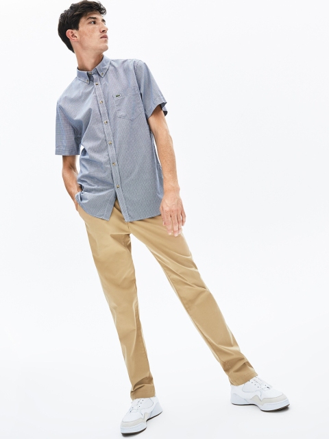 Lacoste Men Blue Regular Fit Checked Casual Shirt