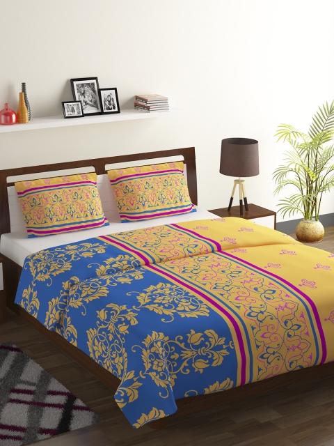 BOMBAY DYEING Blue & Yellow Ethnic Motifs 104 TC Cotton 1 Queen Bedsheet with 2 Pillow Covers
BOMBAY DYEING Blue & Yellow Ethnic Motifs 104 TC Cotton 1 Queen Bedsheet with 2 Pillow Covers