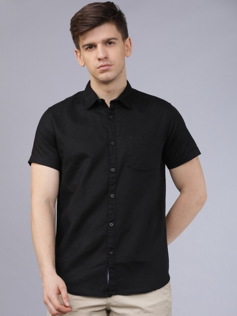 Horsefly Men Black Slim Fit Solid Casual Shirt