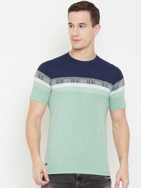 Okane Men Green & Navy Blue Colourblocked Round Neck T-shirt
Okane Men Green & Navy Blue Colourblocked Round Neck T-shirt
