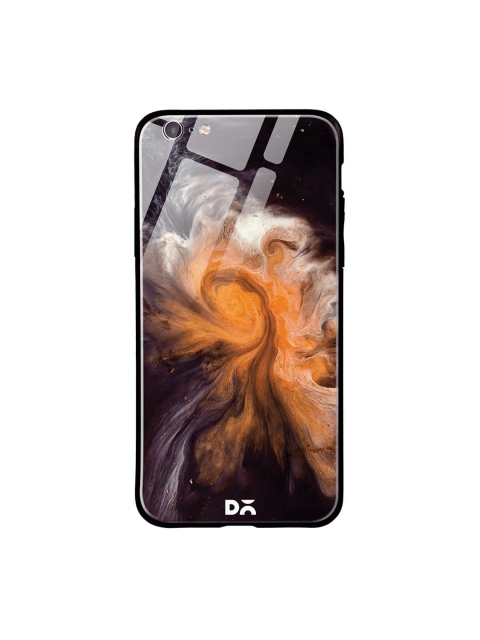 DailyObjects Black & Orange Marble Galaxy iPhone 6S Glass Mobile Cover