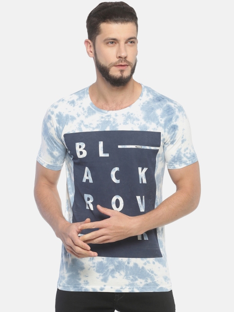 T-Tog Men Blue & White Printed Round Neck T-shirt