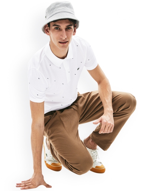 Lacoste Men White Printed Polo Collar T-shirt