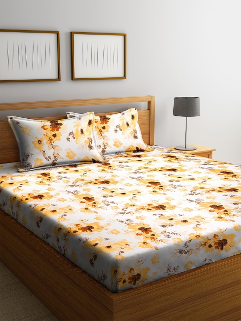 Home Sizzler Off-White & Yellow Floral 144 TC Cotton 1 Extra Large Bedsheet with 2 Pillow Covers
Home Sizzler Off-White & Yellow Floral 144 TC Cotton 1 Extra Large Bedsheet with 2 Pillow Covers