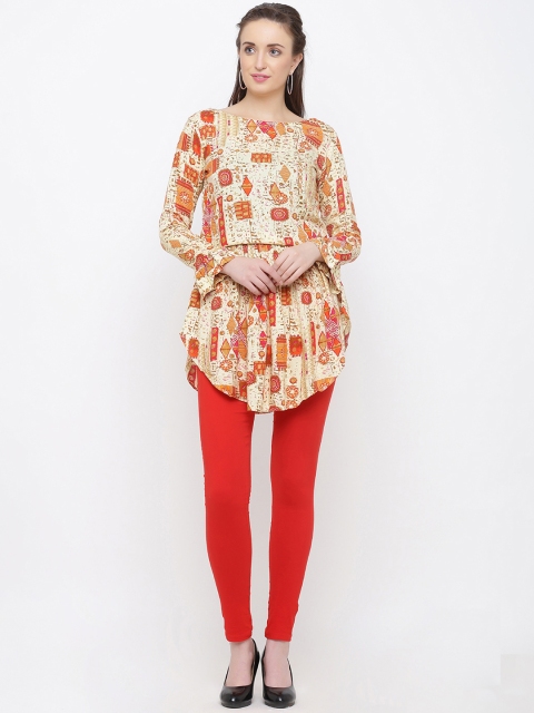 Indian Virasat Women Beige Printed Tunic