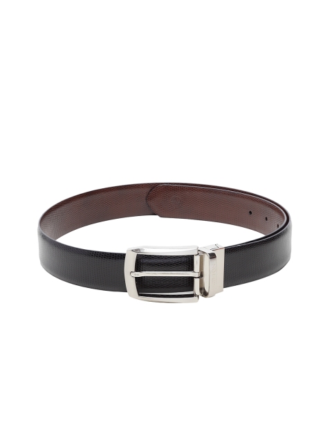Carlton London Men Black Solid Leather Belt