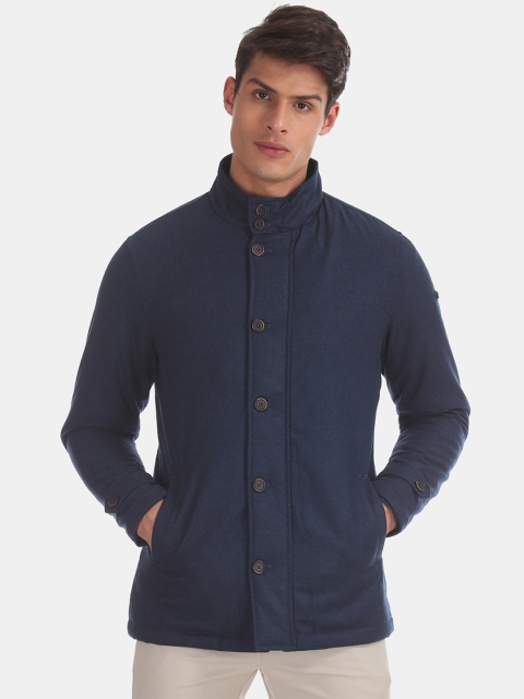 Arrow Men Navy Blue Solid Padded Jacket